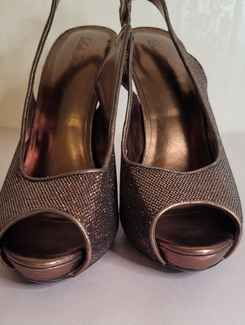 Lulu Townsend Bronze Glitter Stilettos - Picture 4 of 9